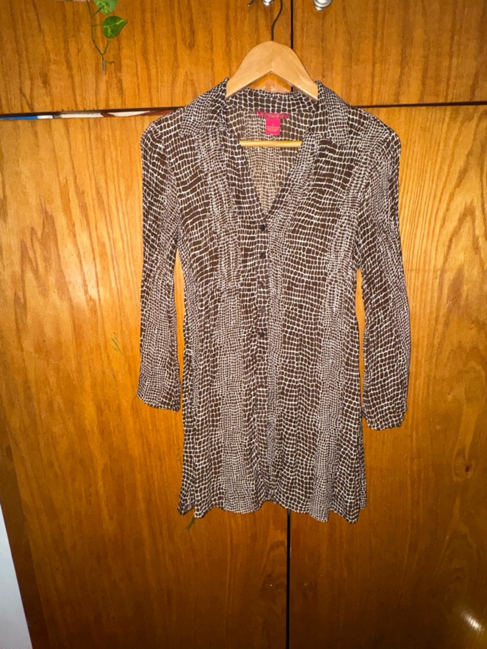 Sunny Leigh Y2K Brown and Cream Patterned Tunic